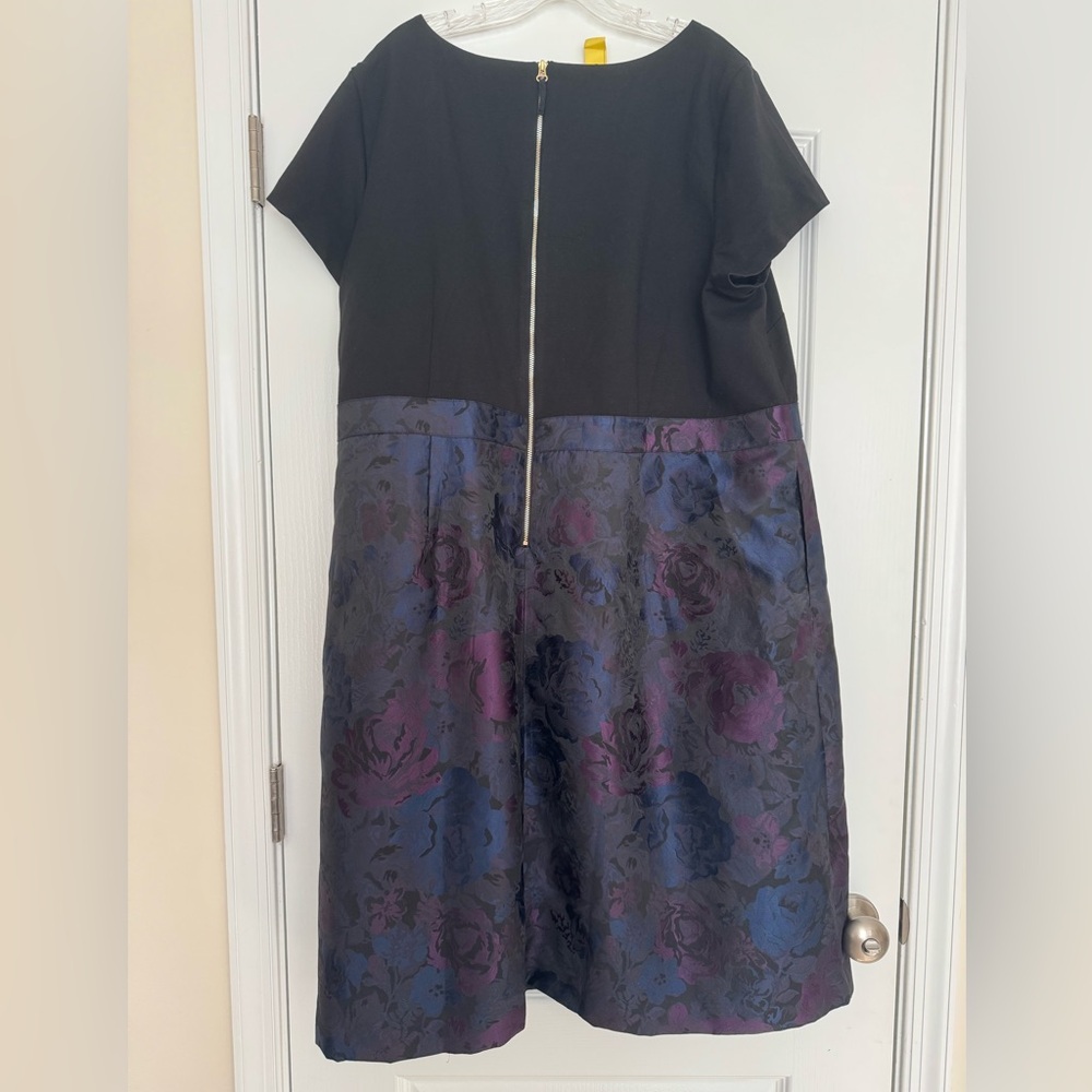Talbots Ponte-blocked Rose Jacquard Dress - Size 20W - Picture 4 of 10